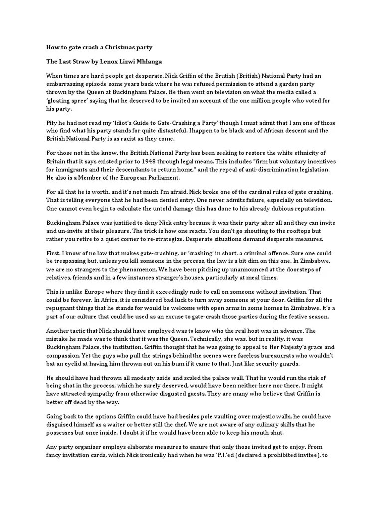 How To Gate Crash An Xmas Party PDF