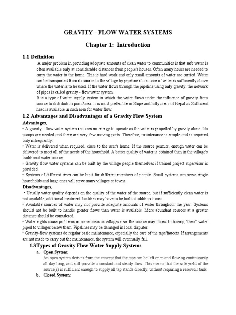 Gravity Flow Water Systems Chapter 1 Introduction 1.1 Definition