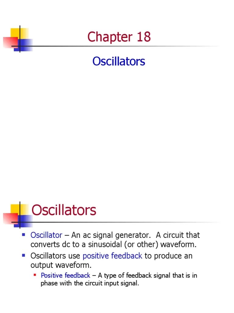 Ch18 Lecture Oscillators PDF Electronic Oscillator Positive