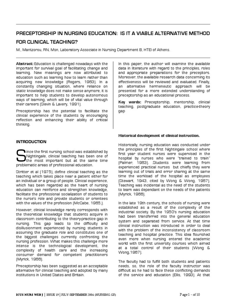 Clinical Preceptorship PDF Nursing Mentorship