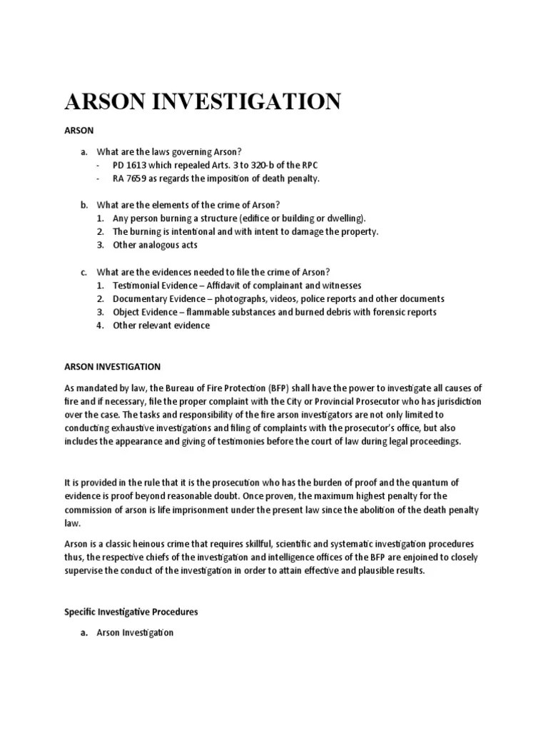 A Comprehensive Guide to Arson Investigation Elements, Procedures