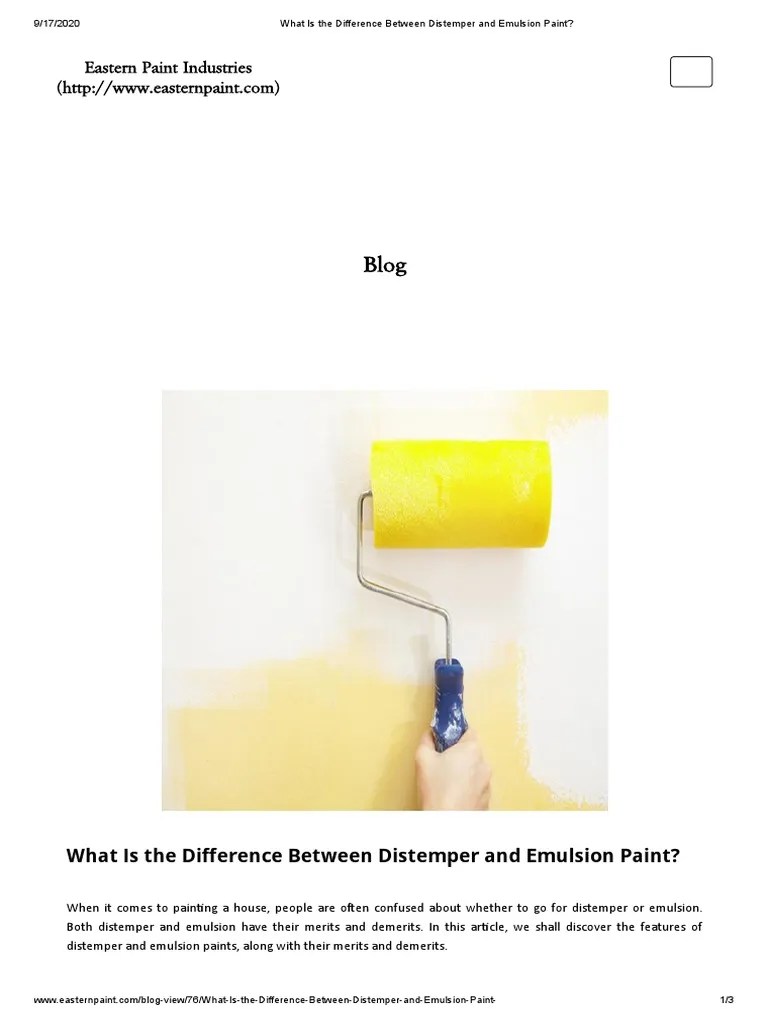 What Is The Difference Between Distemper and Emulsion Paint PDF