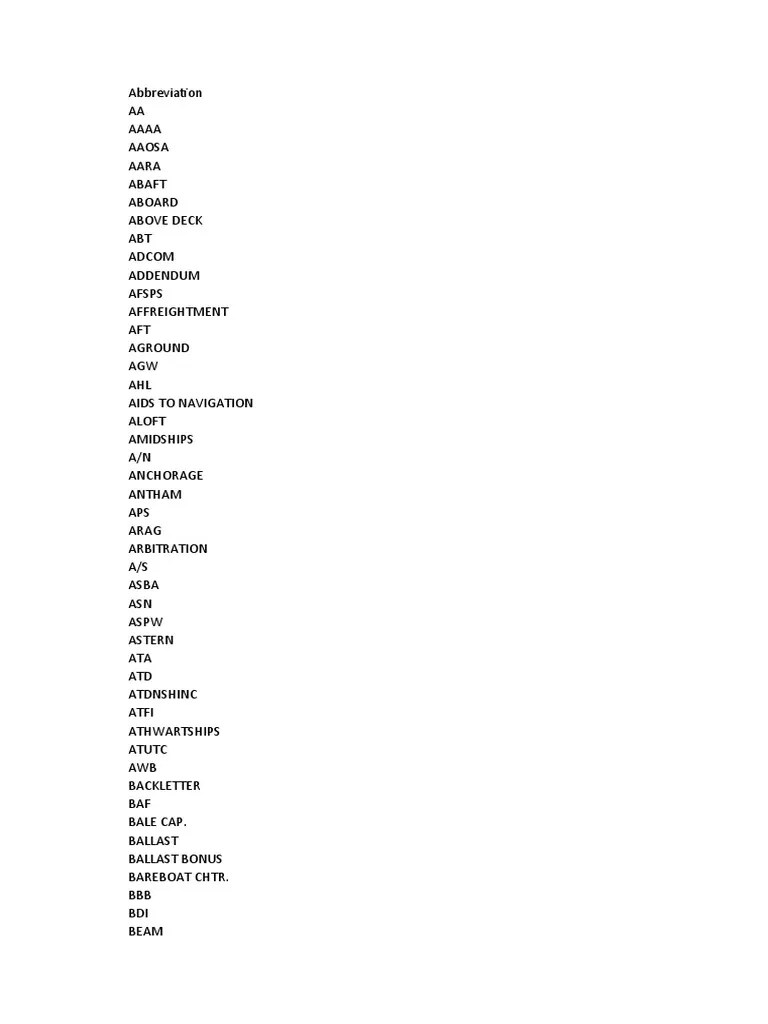 Understanding Shipping Abbreviations and Terms PDF Cargo Ships