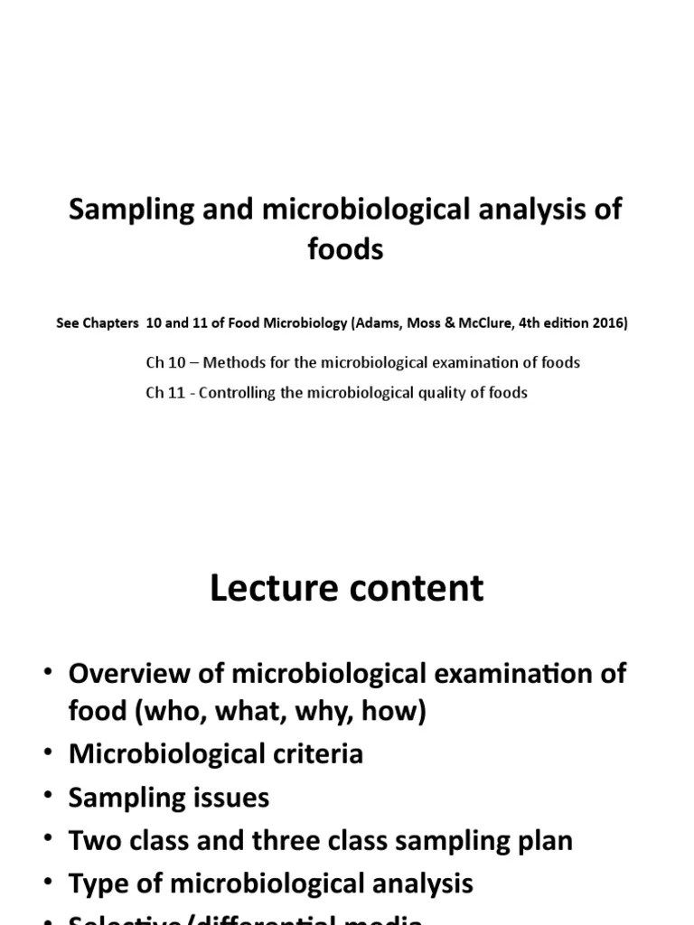 Microbiological Analysis of Food A Comprehensive Guide to Sampling