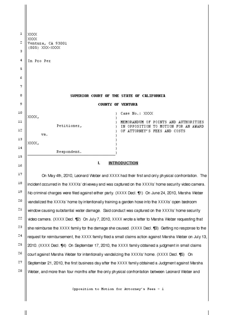 Elder Abuse Opposition to Motion for Attorney Fees Attorney�s Fee