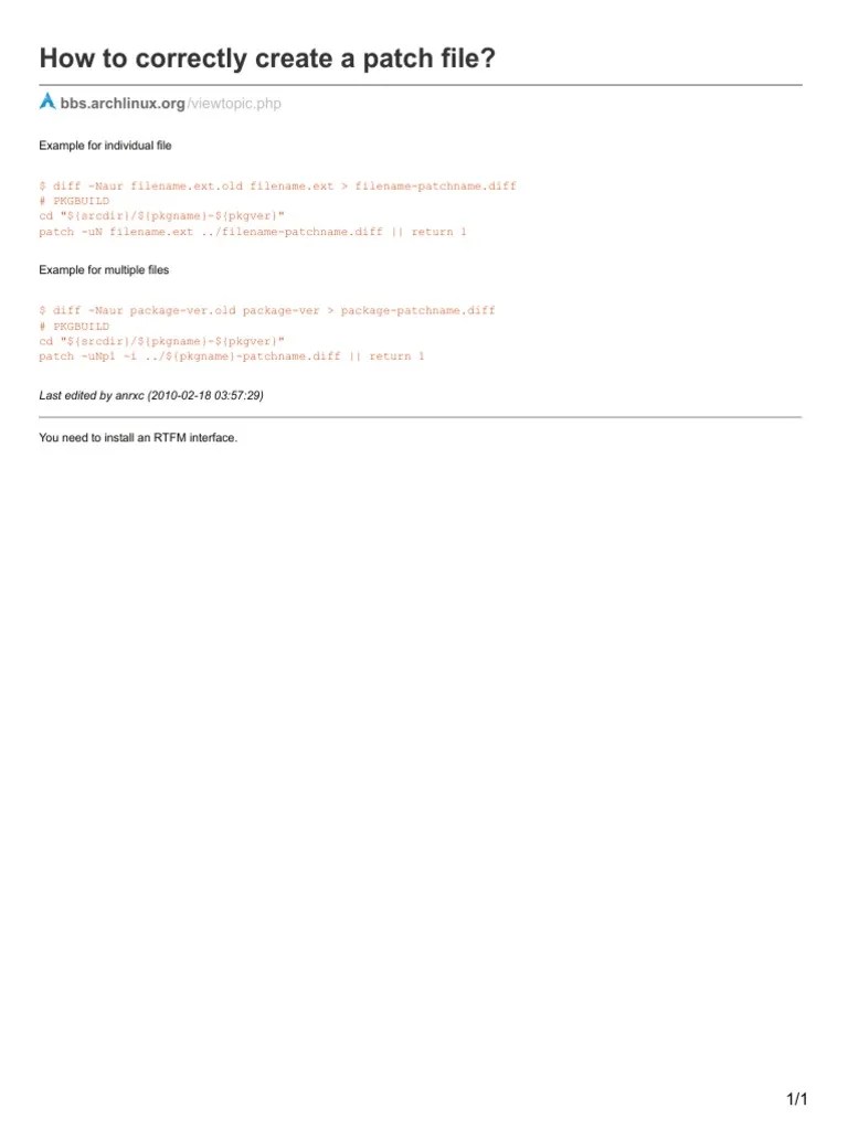 How To Correctly Create A Patch File PDF