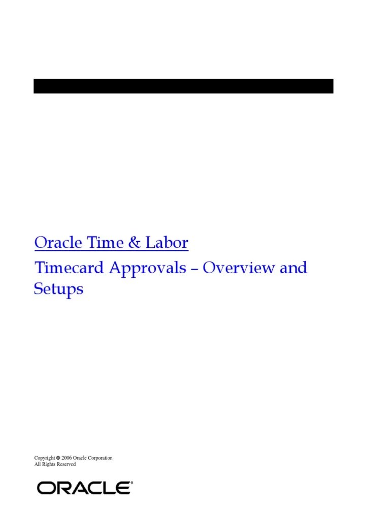 Oracle Time & Labor Timecard Approvals Overview and Setups PDF