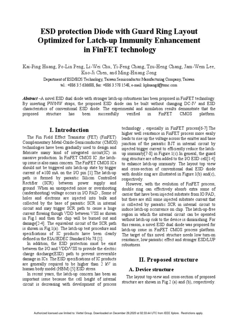 Esd Protection Diode With Guard Ring Layout Optimized For LatchUp