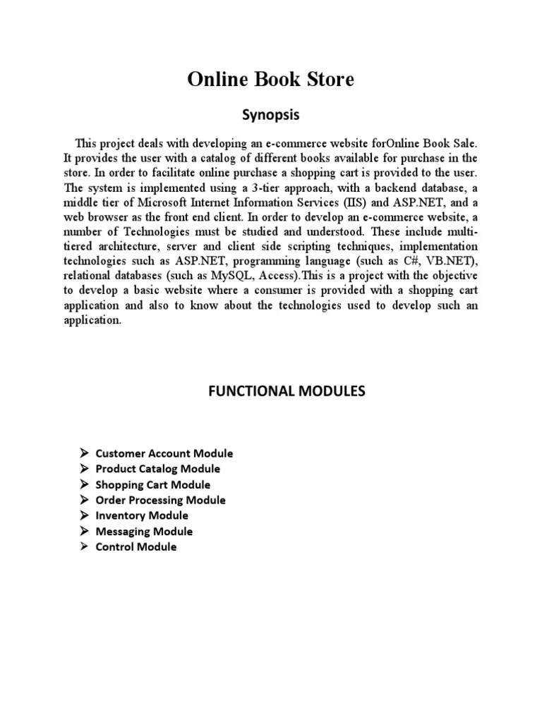 Online Book Store Synopsis PDF Inventory Databases