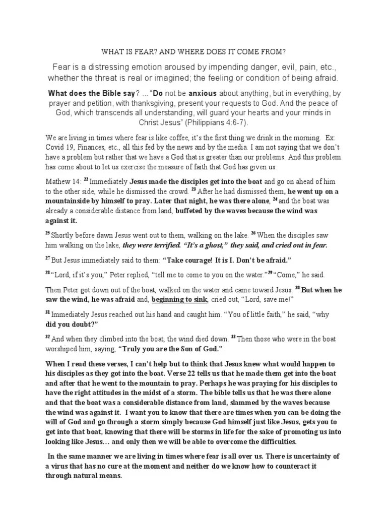 What Is Fear PDF Memory Saint Peter