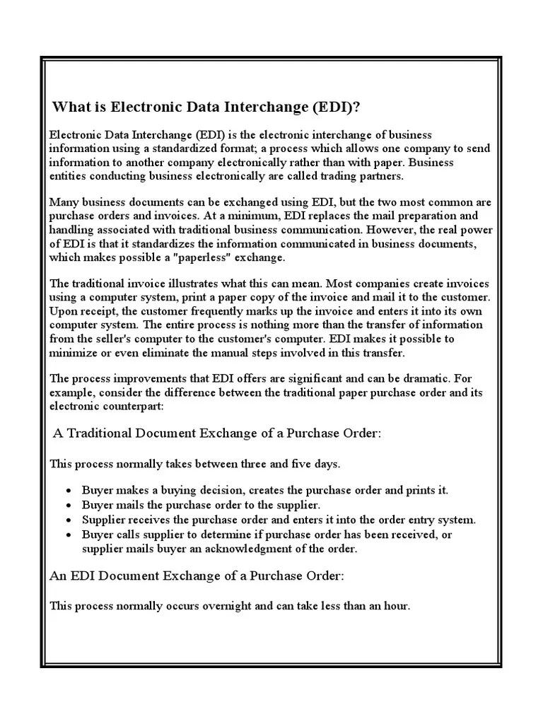 What Is Electronic Data Interchange (EDI) ? A Traditional Document