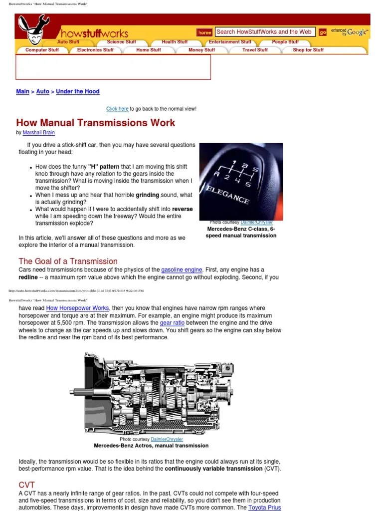 Howstuffworks _How Manual Transmissions Work_ Manual Transmission