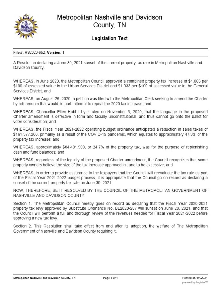 Metropolitan Nashville and Davidson County, TN Legislation Text PDF