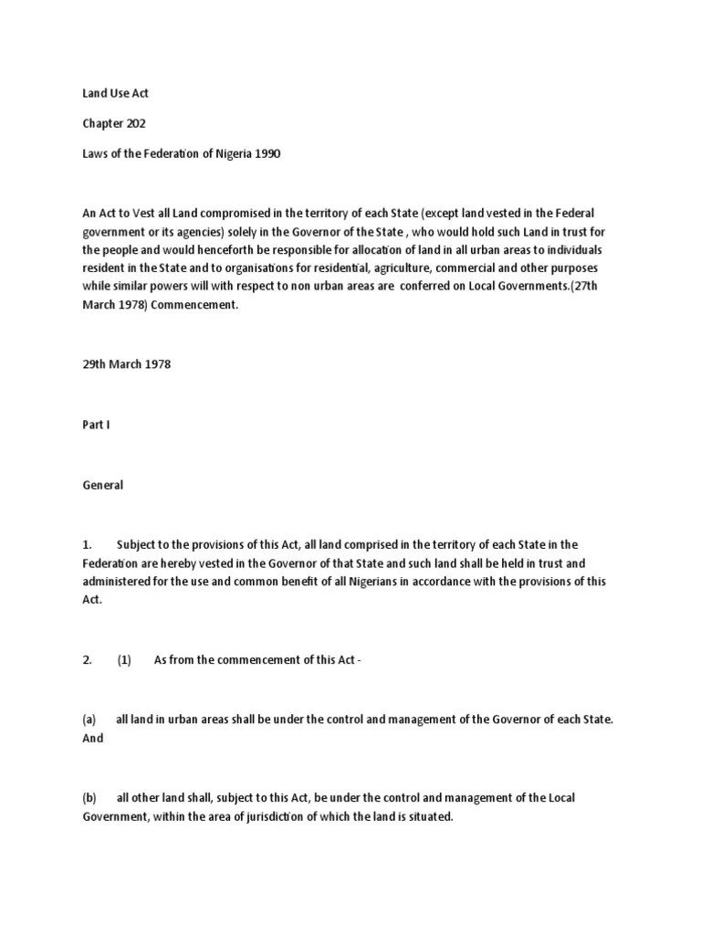 Land Use Act 1978 PDF License U.S. State