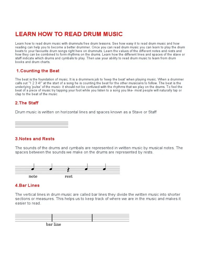 Learn How To Read Drum Music PDF Drum Kit Music Theory