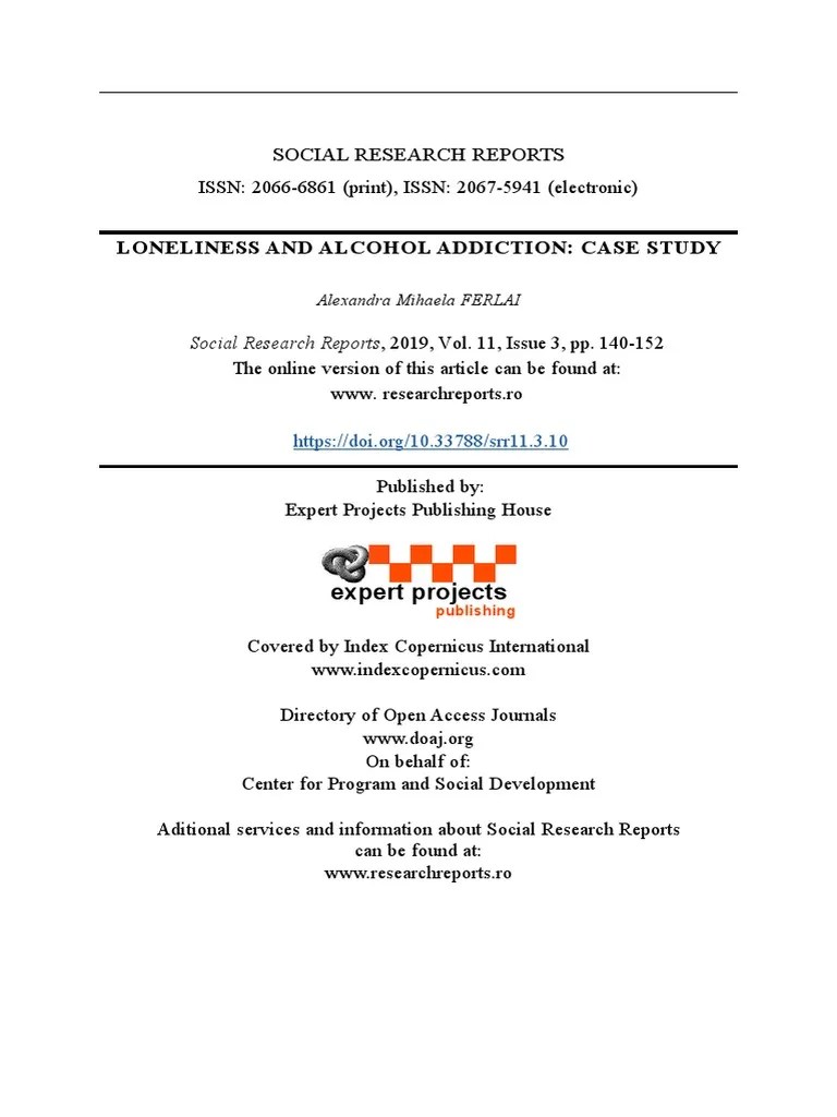 Loneliness and Alcohol Addiction Case Study PDF Loneliness Alcoholism