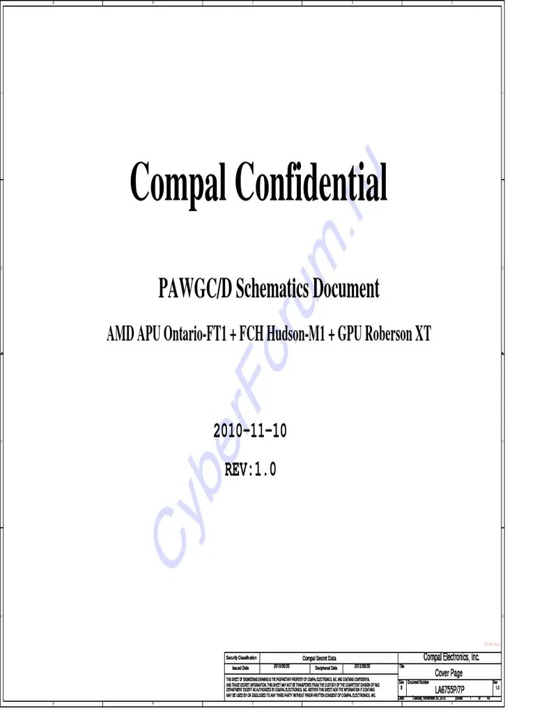 Compal La-6755p, La-6757p (Pawgc, Pawgd) 2010-11-10 Rev 1.0 Schematic