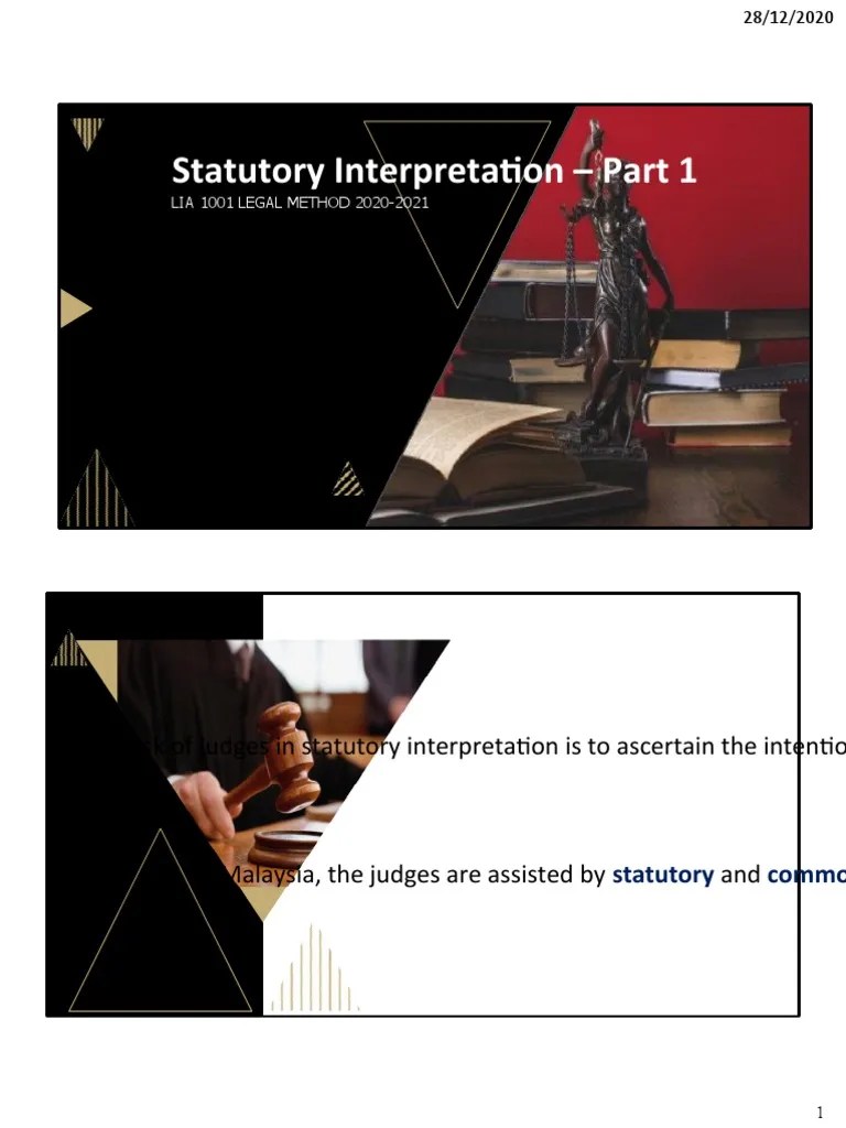 Statutory Interpretation Part 1 (Lecture) PDF Plain Meaning Rule