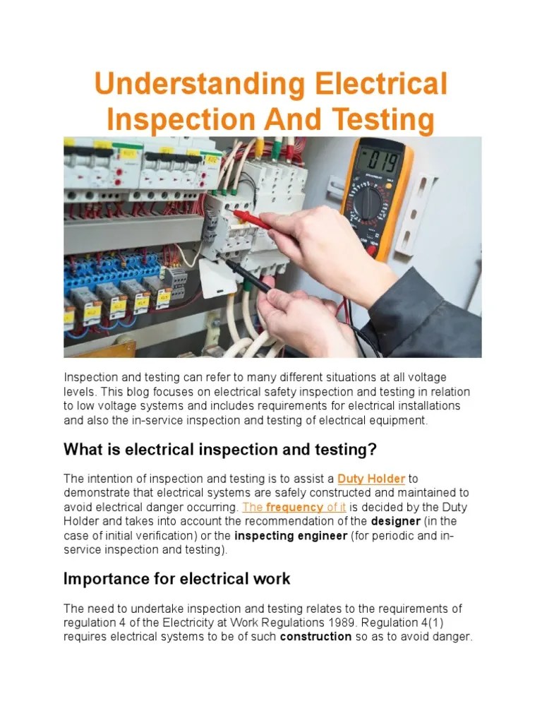 Understanding Electrical Inspection and Testing PDF