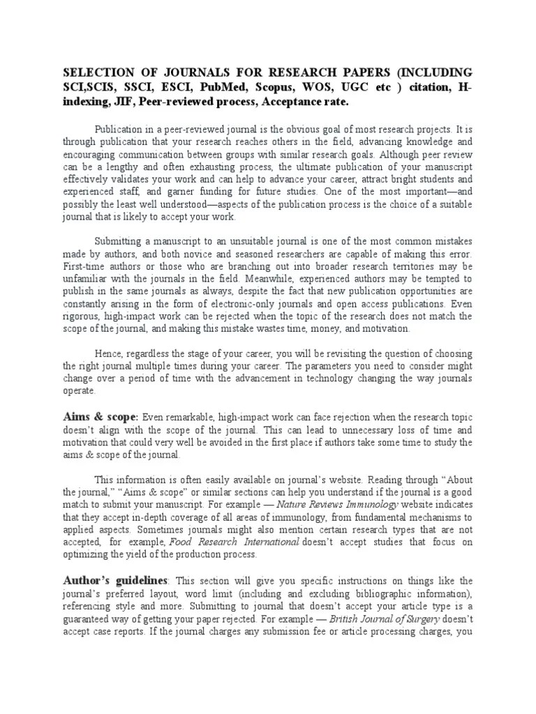 Aims & Scope Even Remarkable, HighImpact Work Can Face Rejection When The Research Topic