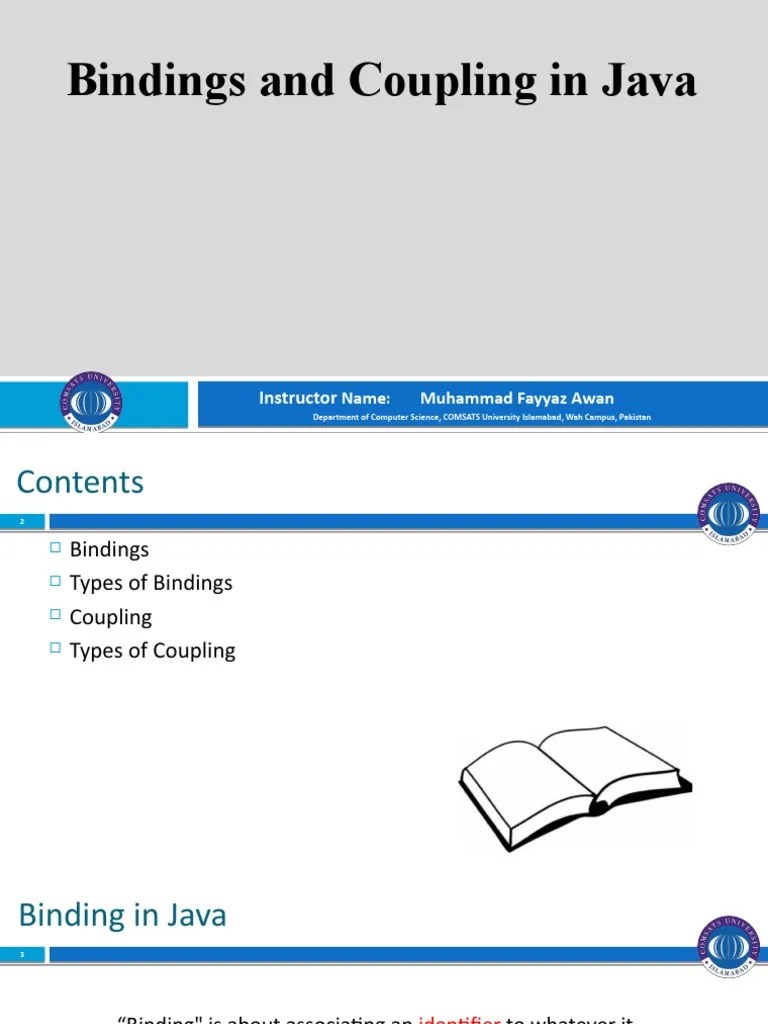 Bindings and Coupling in Java Instructor PDF Class