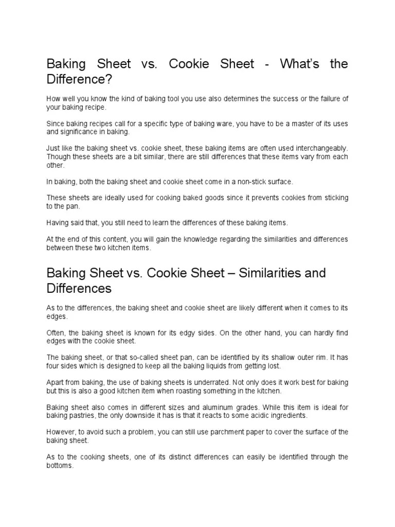 Baking Sheet Vs Cooking Sheet PDF Sheet Pan Baking