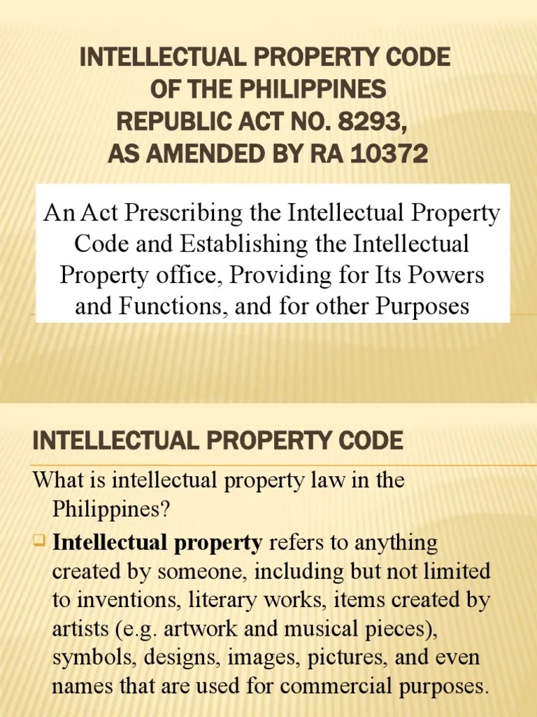 Intellectual Property Code of The Philippines Republic Act No. 8293, As