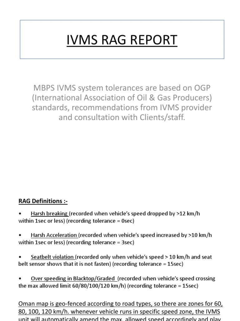 IVMS RAG Report PDF Speed Limit Speed