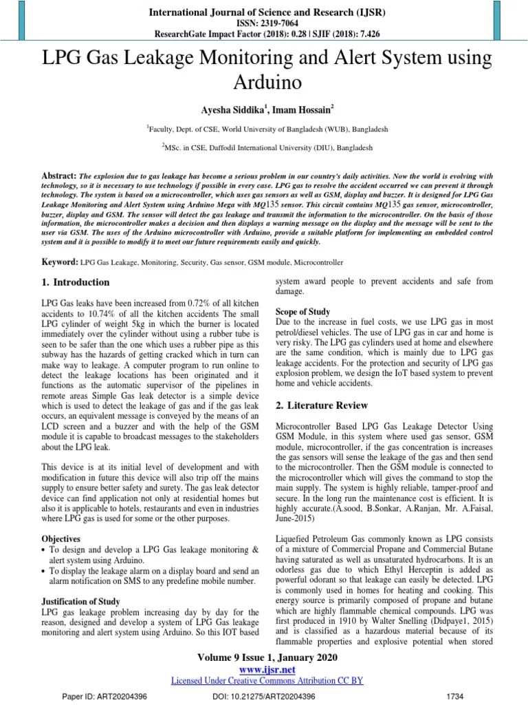 LPG Gas Leakage Monitoring and Alert System Using Arduino Ayesha