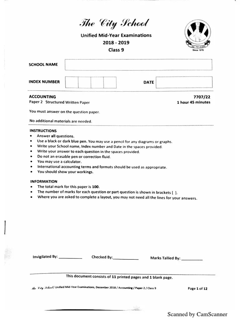 Class 9 Accounting p2 Mye 2018 19 PDF PDF