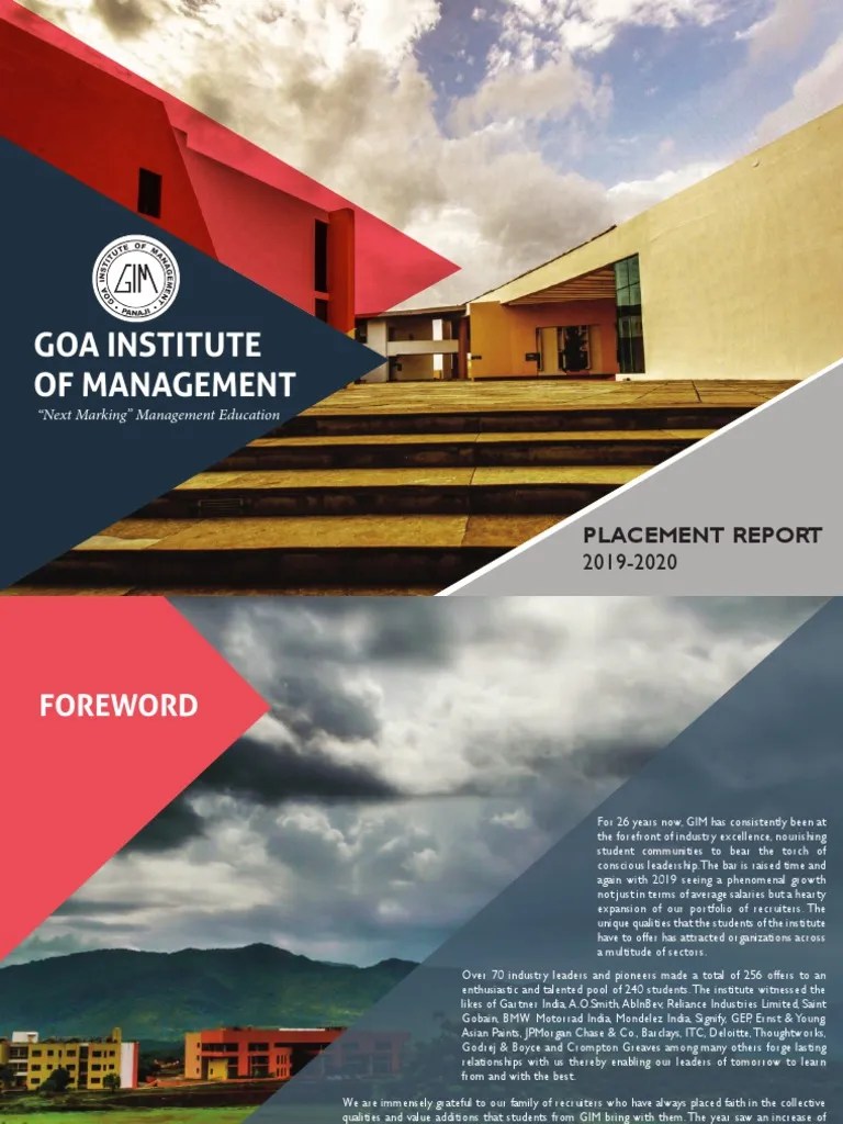 Goa Institute of Management Placement Report PDF Human Resources