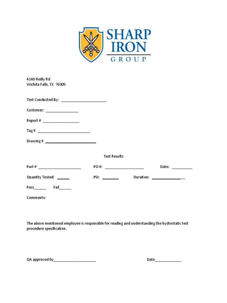 Hydrostatic Test Form for Low Pressure Vessels.docx