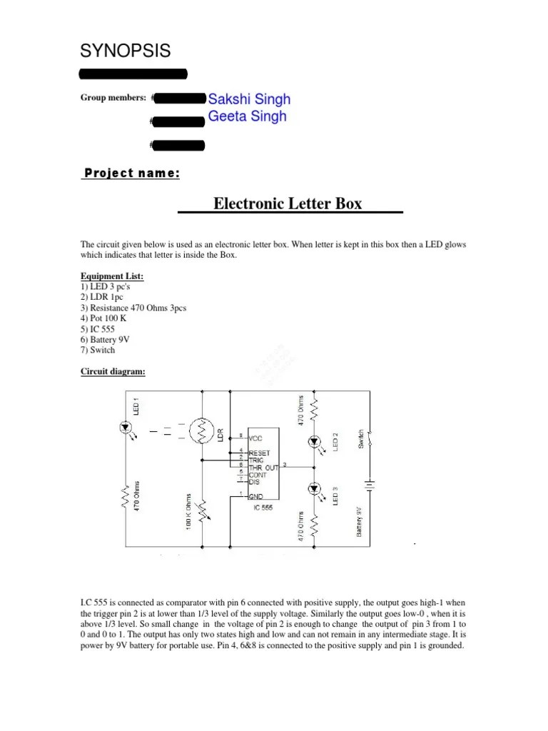 Electronic Letter Box PDF Electrical Circuits Electrical Components