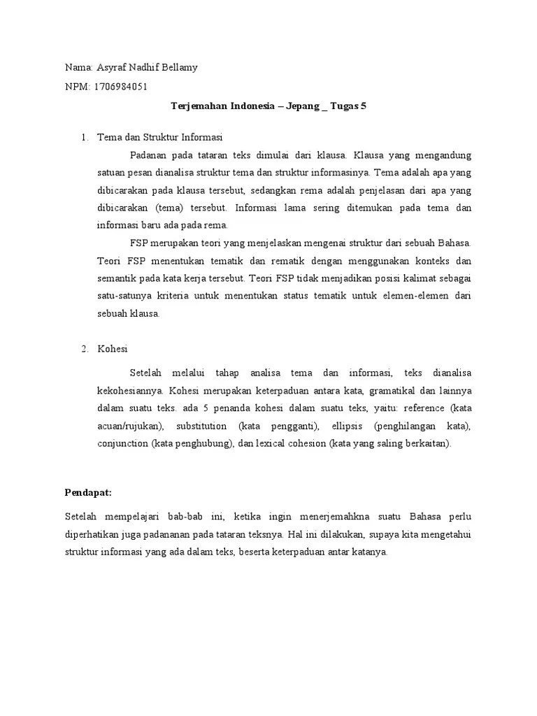 Terjemahan Indonesia - Jepang | PDF