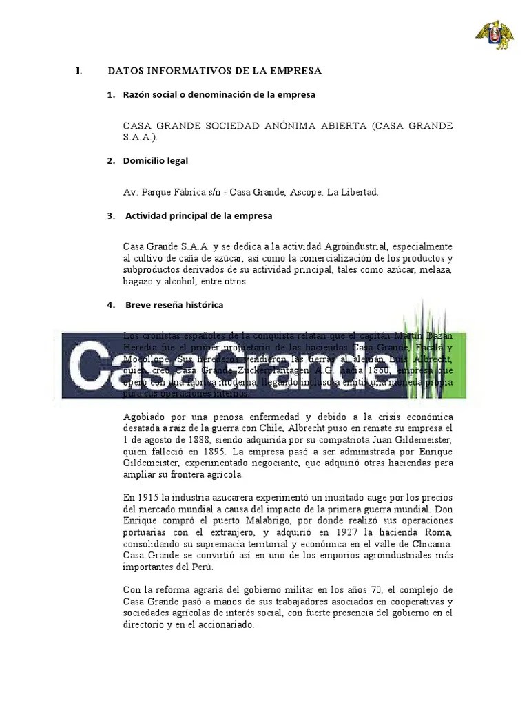 Casa Grande Sac Word PDF Compartir (Finanzas) Capital de trabajo