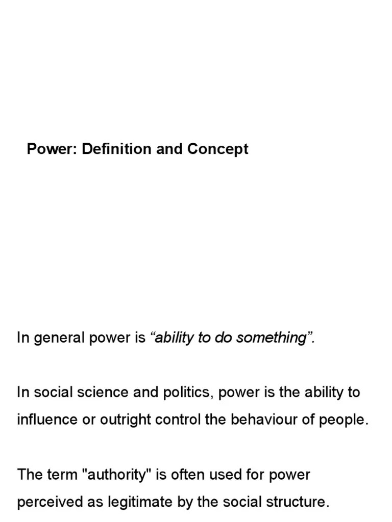 Power Definition and Concept PDF Power (Social And Political