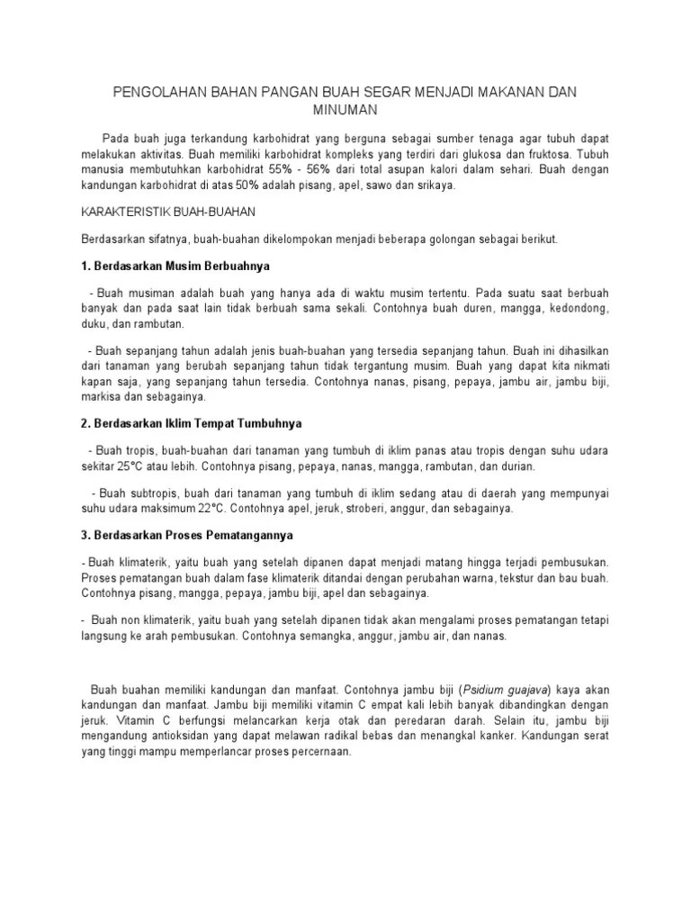 Pengolahan Buah Dan Sayur | PDF