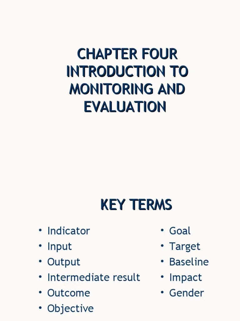 Introduction To Monitoring and Evaluation PDF Monitoring And