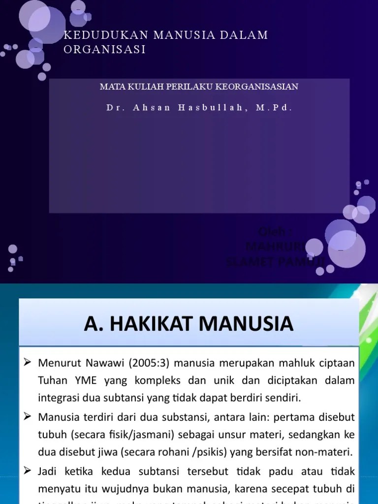 Kedudukan Manusia Dalam Organisasi Kelompok 1 | PDF
