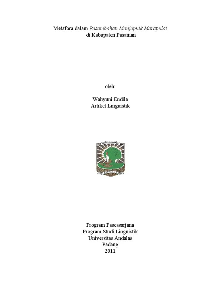 Metafora Dalam Pasambahan Manjapuik Marapulai Di Kabupaten Pasaman | PDF
