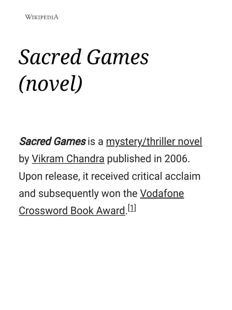 Sacred Games (Novel) PDF Books