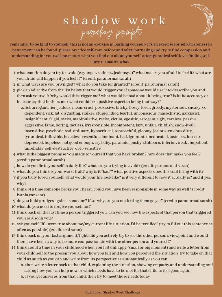 Shadow Work Journaling Prompts | PDF | Jealousy | Social Psychology