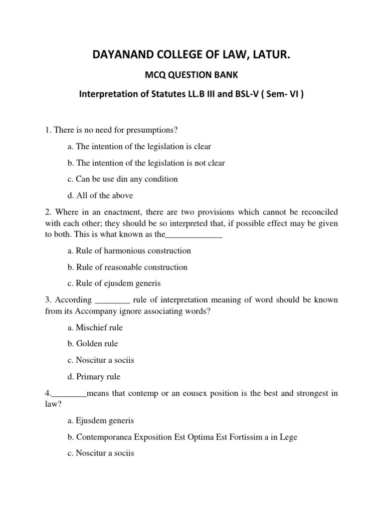 Interpretation of Statute PDF Statutory Interpretation Plain
