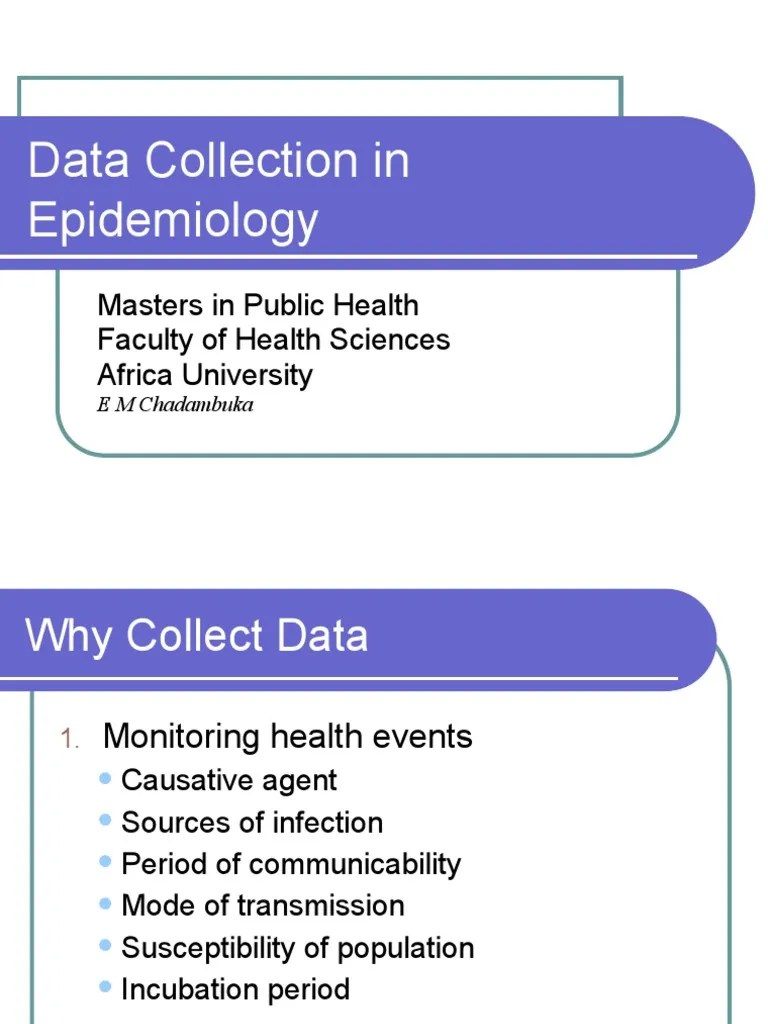 Data Collection in Epidemiology PDF Epidemiology Patient