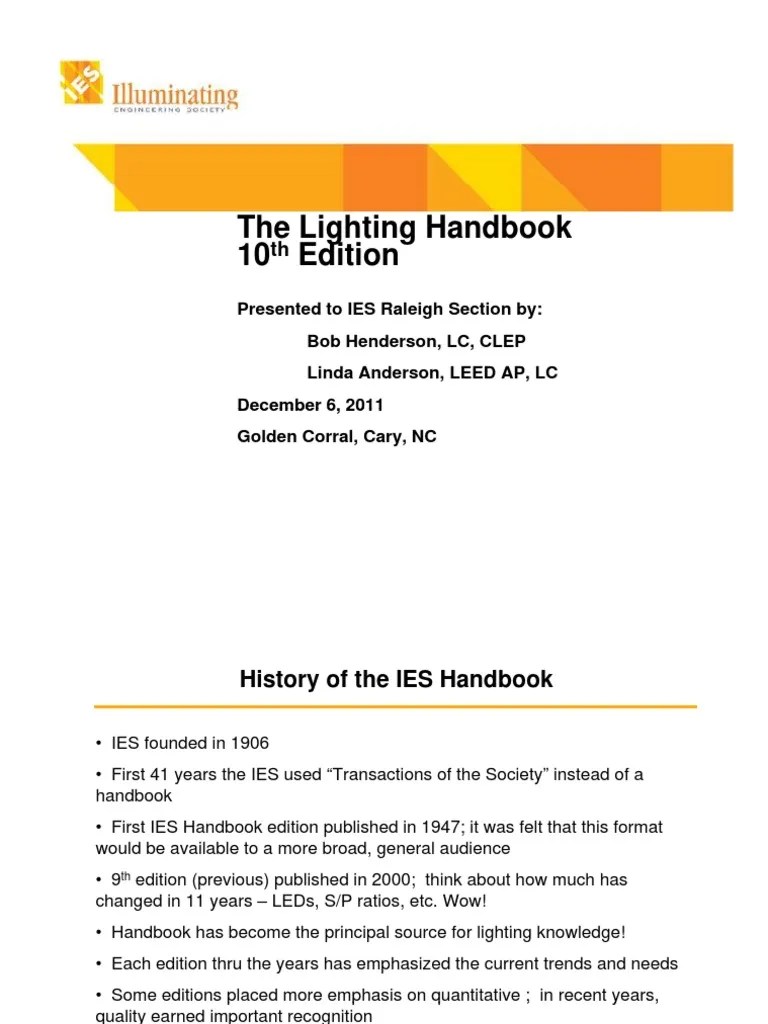 The Lighting Handbook 10th Edition Guide PDF Lighting Light