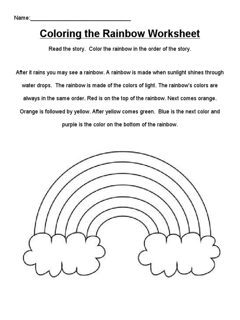 Coloring The Rainbow Worksheet | PDF