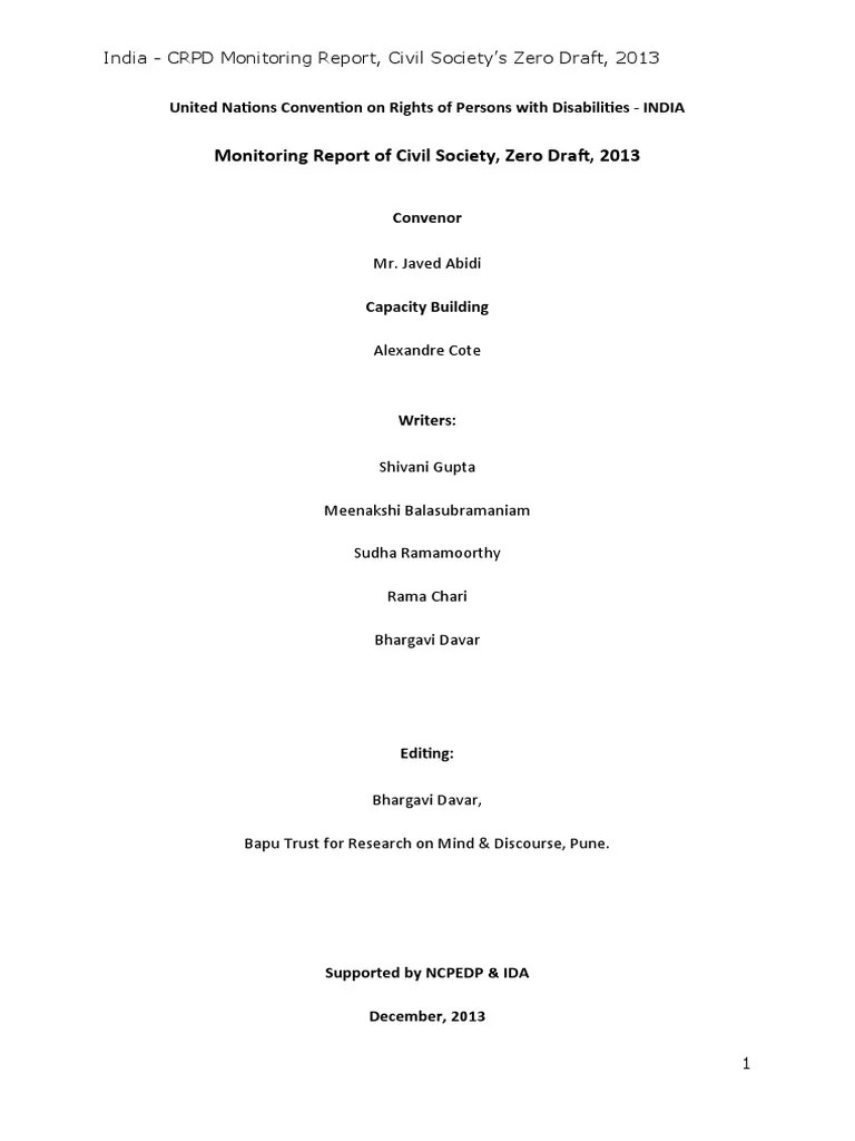 FinalMonitoring CRPD Zero Draft Report PDF Discrimination