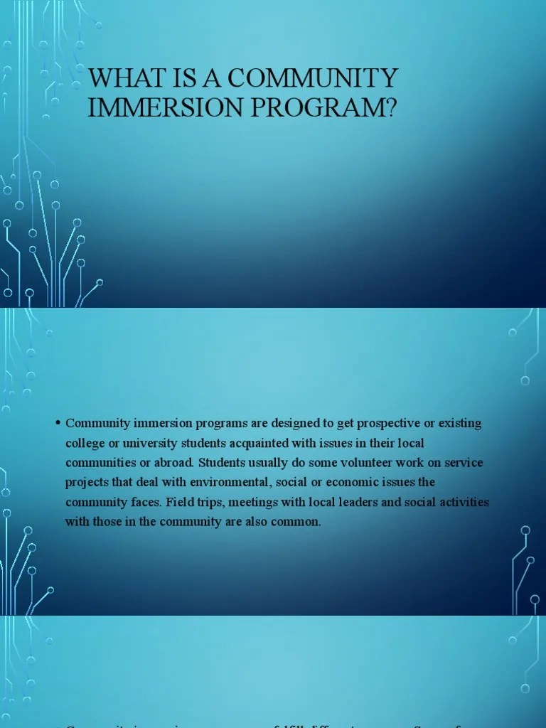 What Is A Community Immersion Program PDF