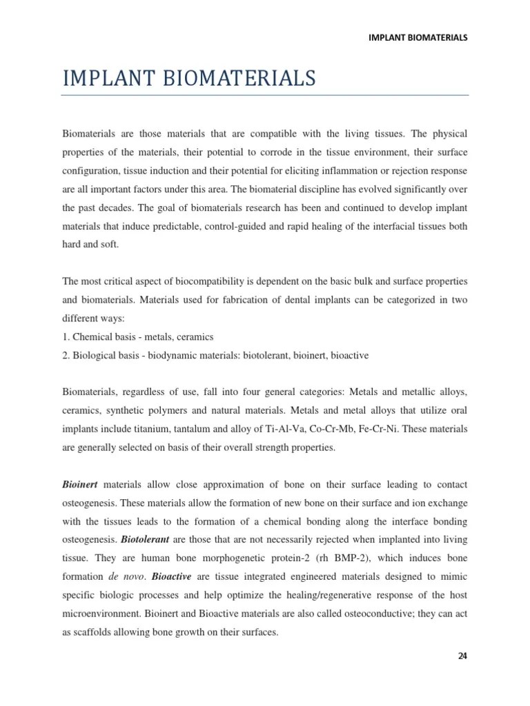 Implant Biomaterials PDF Titanium Biomaterial