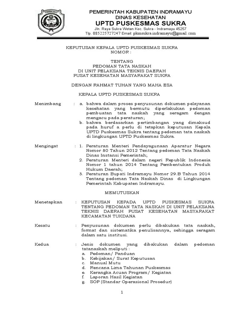 SK Pedoman Tata Naskah PKM Sukra | PDF